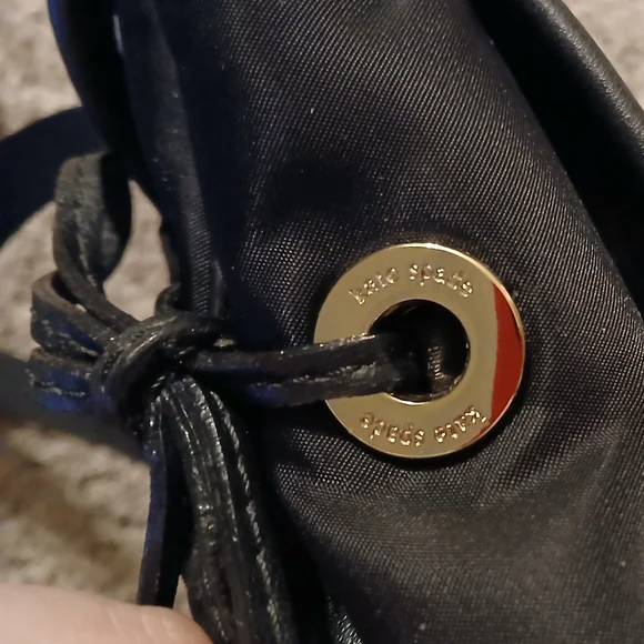 Kate Spade Vintage Black Nylon Backpack Canvas Leather Trim Gold Hardware - Picture 5 of 10